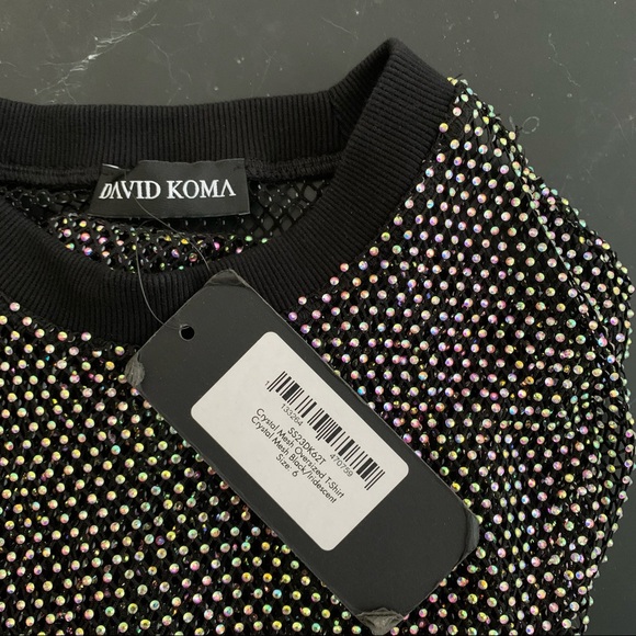 DAVID KOMA Crystal Mesh Oversized T-shirt UM 6 - Picture 12 of 12
